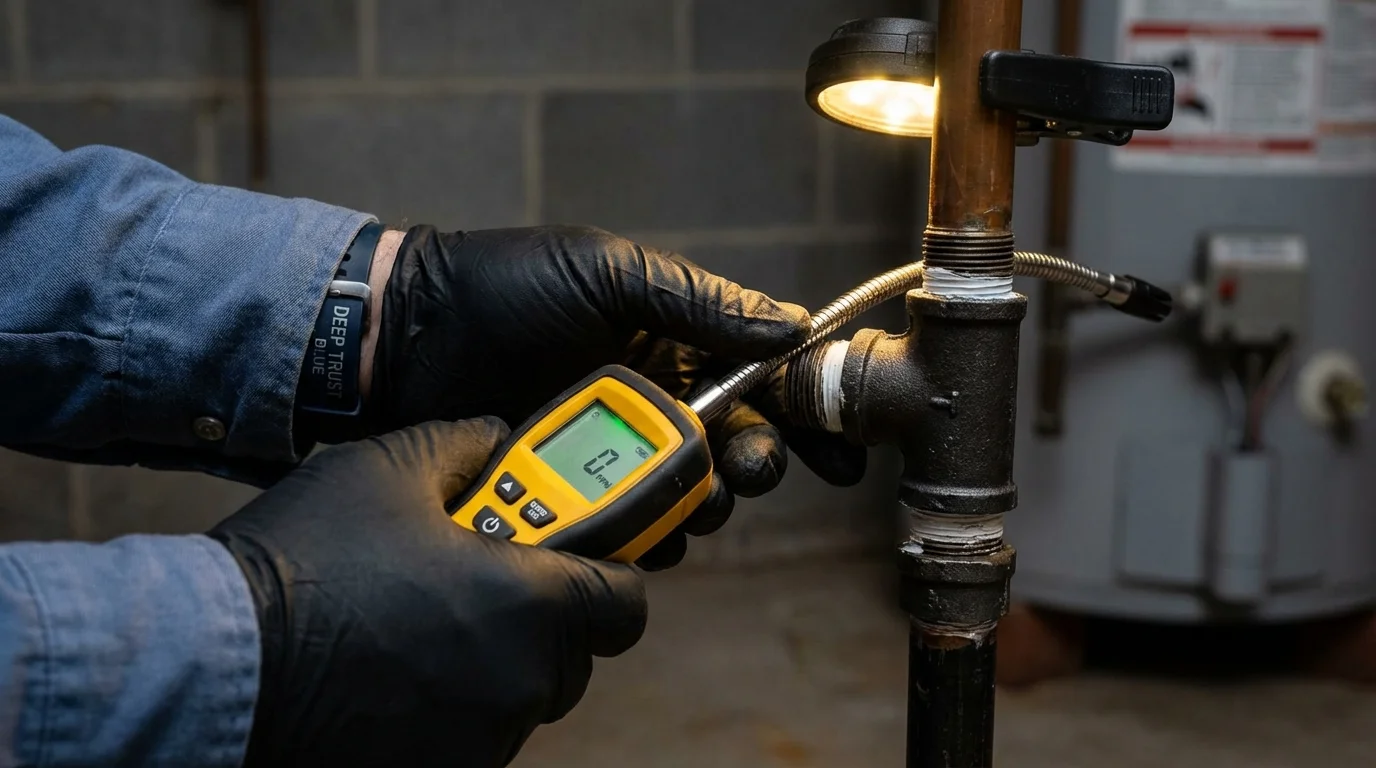 Gas leak detection with electronic sniffer by Johns Plumbing LLC in Porterville