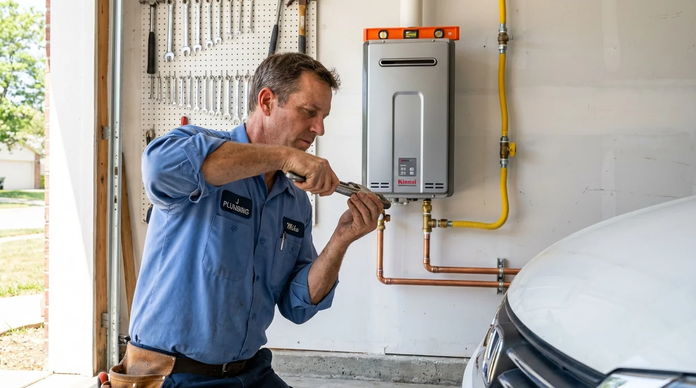 Tankless water heater installation by a Johns Plumbing LLC plumber in Porterville
